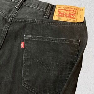 Levis 501 Original Fit Jeans Men 36x31 Black Button Fly Denim Pants Straight Leg